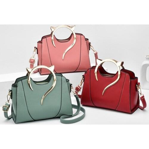 Luxury elegant angle handle solid color shoulder bags ladies handbags wholesale low prices