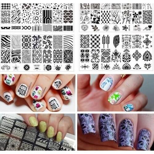 Nail Art Stamp Stamping Image Plate 6*12cm Stainless Steel Nail Template Manicure Stencil Tools, 20 Styles For Choose