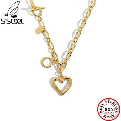 SSTEEL Sterling Silver 925 Pendant And Necklace Gift For Women Minimalist Design Chain Silver Geometry Accessories Fine Jewelry