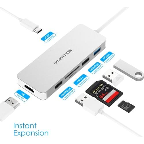 USB C Hub with 4K HDMI, 3 USB A, SD/Micro SD Card Reader and Charging Adapter for MacBook Pro 13/15/16 (Thunderbolt 3),Surface