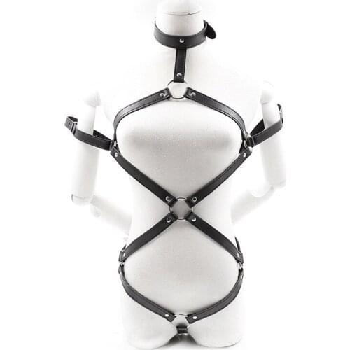 Top Quality Women Criss-cross Adjustable Belts Bodysuit Punk Leather Underwear Sexy Bondage Harness Hollow Out Lingerie