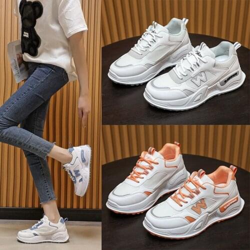 Womens Sports Shoes 2021 Summer New Round Toe Fashion Korean Version of Color Matching Sponge Cake with Student Lace-up Shoes