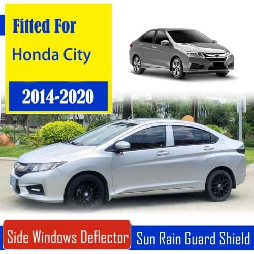 1 Set Chrome Side Vent Sun Shade Window Visors Rain Guard Deflectors For Honda City 2014-2020