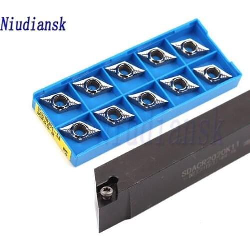 10pcs DCMT11T3 Carbide Inserts SDACR1212H11 SDACR1616H11 External Tool Holder SDACR2020K11 SDACR2525M11 SDACL CNC Lathe Tool Set