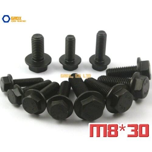10 Pieces M8 x 30mm 10.9 Grade Alloy Steel Flanged Hex Head Bolt Flange Hexagon Screw