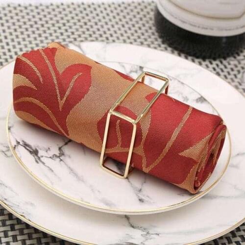 12PCS European Hollow Square Napkin Ring Gold Napkin Buckle Wedding Hotel Package Decorative