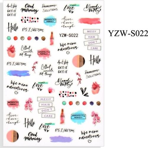 16 Inscriptions Nail Sticker English Words Letters Sentences Design Nail Art Decorations Manicure Designer Stickers for Nails