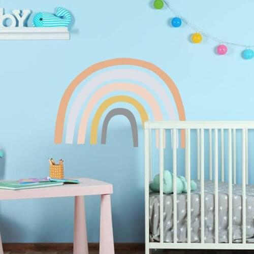 2021 Trendy Bohemia Rainbow Wall Sticker For Kids Room Bedroom DIY Self Adhesive Colorful Nursery Home Decor Decals Large Size