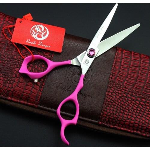 574# 6'' Brand Purple Dragon TOP GRADE Pink Gem Hairdressing Scissors JP 440C Home & Salon Barbers Cutting Scissors Hair Shears
