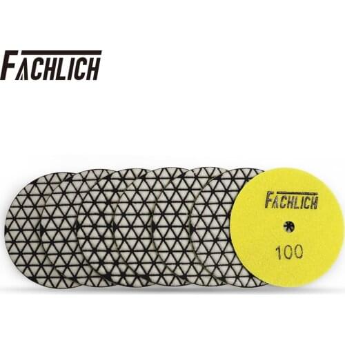 FACHLICH 7pcs/pk Diameter 100mm/4" Diamond Polishing Pads Resin Bond Dry Sanding Disk For Stone Granite and Marble Grit 100