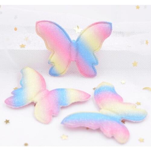 8Pcs 52mm Glitter Powders Iridescence Appliques Kawaii Butterfly Padded Patches for DIY Girls Clothes Headwear Clips Decor S37