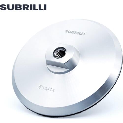 SUBRILLI 5" Aluminum Back Pad for Sanding Disc Grinder 125mm Diamond Polishing Pads M14 5/8-11 Thread Backing Holder Plate