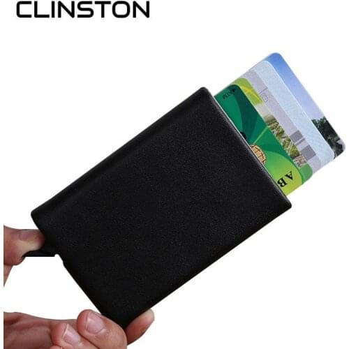 Automatic PU Leather Credit Card Holder Mens Aluminum Alloy Metal Business ID Multifunction Cardholder Card Case Wallet