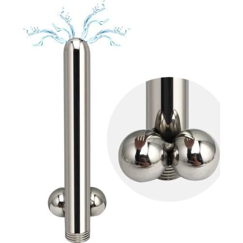 Large stainless steel douche metal enema spring shower cleaning head anal butt plug gay nozzles tip gay sex toy for men women
