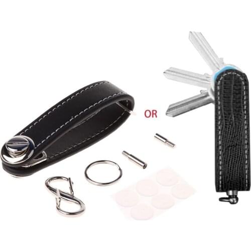 Black Brown Smart Key Organizer Compact Key Holder Leather Keychain Folding Pocket Key Holder Chain Up to 16 Keys