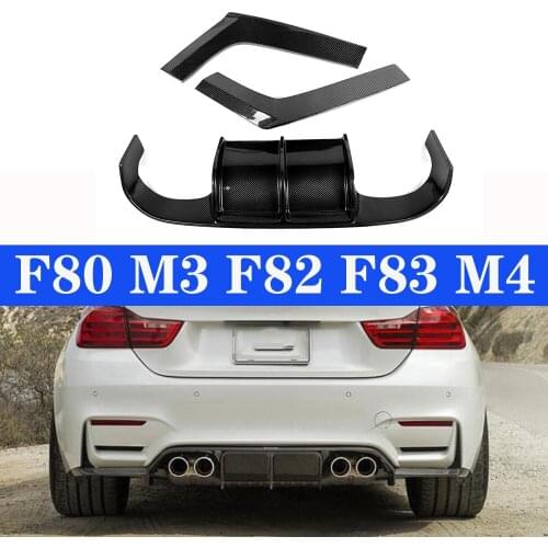 For BMW M3 M4 F80 F82 F83 Vorsteiner V Style Carbon Fiber Rear Diffuser Bumper