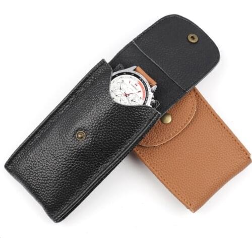 Genuine Leather Watch Storage Boxes Case Watch Box Collection Protective Black Brown Blue Green Watch Display Bag