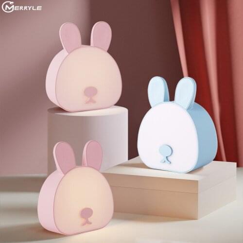 Creative Night Light USB Charging Cartoon Rabbit Sleeping Lamp for Baby Feeding Lighting Decor Ambient Lights No Glare Desk Lamp