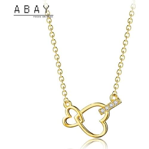 Fashion Hot Selling New Double Heart Micro Inlaid Love Pendant Necklace Women Short Temperament Gold Heart-shaped Chain Trend
