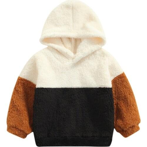 2021 2-7Y Toddler Boys Girls Sweatshirt Winter Fall Velvet Patch Long Sleeve Hooded Top Casual Children Pullovers Hoodies