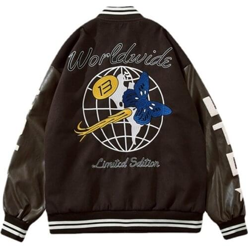 KIOVNO Men Hip Hop Embroidery Baseball Jackets Streetwear Spring Autumn Outwear Tops For Male Patchwork Size M-XXL