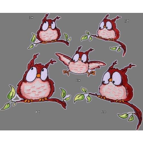 Cartoon Lovely Owl Birds Pattern Embroidery Patches Applique Iron On Patch for Coat Jeans DIY Childrens T-shirt decoration
