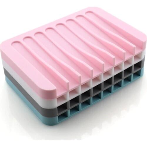 NEW Bathroom Silicone Flexible Soap Dishes Storage Holder Soapbox Plate Tray Drain Creative Bath Tools Drop Ship