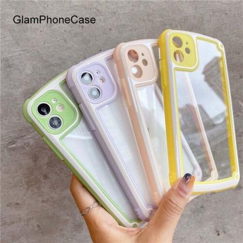 GlamPhoneCase Solid Color Border Phone Case For iPhoneSE 2 11Pro/Max X XS Max XR Soft Silicone Cover For iPhone11 7 8Plus Case