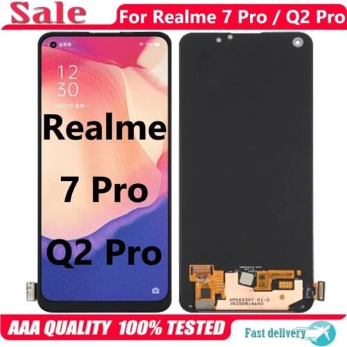 Original AMOLED Display 6.4" For Realme Q2 Pro 5G RMX2173 LCD Touch Screen Digitizer Assembly For Realme 7 Pro RMX2170