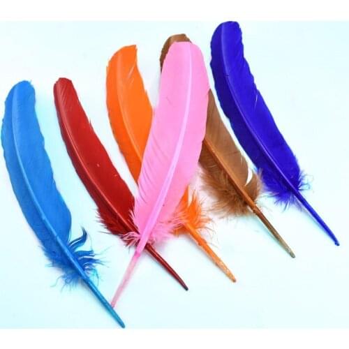 10pcs/lot natural Turkey feathers for crafts 25-30CM DIY colorful feathers for headress hats Jewelry wedding plumas decoration