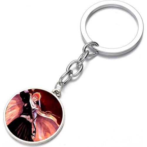 Anime Bleach Keychain Bronze Silver black Glass Dome Key Chain Bag Charm Pendant Keyring Holder Kids boy girl Pendant