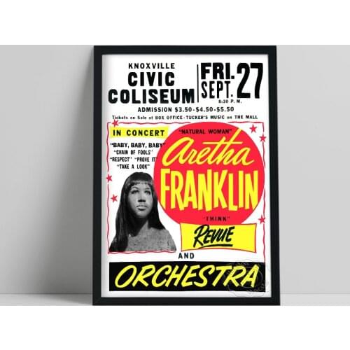 Vintage Music Venue Print Poster, America Singer Aretha Franklin Canvas Painting, Pop Music Fans Collect Wall Picture Home Decor