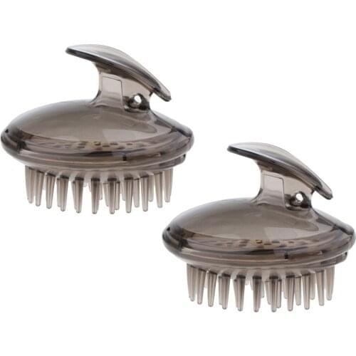 2x Gray Silicone Scalp Massage Hairbrush for Deep Cleaning Wet Dry Hairbrush