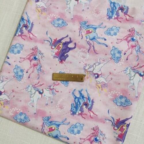Viaphil 100% Cotton Fabric Brand New Pink Flying Horse Printed Sewing Cloth Dress Clothing Textile Tissue