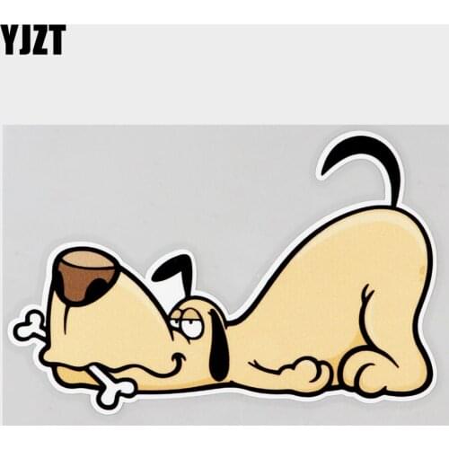 YJZT 16.3CM×10.4CM Cute Dog With A Bone Cartoon Decal PVC Car Sticker 11C-0189