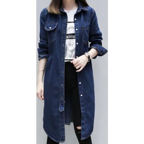 Denim Jackets Plus Size Women Style Long Section Vintage Jean Jacket Denim Loose New 2020 Autumn Winter Denim Casual Coat S-XXXL