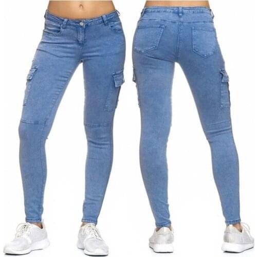 Womens Jeans Tight-fitting Low-rise Denim Feet Pants Womens Side Pocket Denim Casual Commuting Jeans For Women Pants