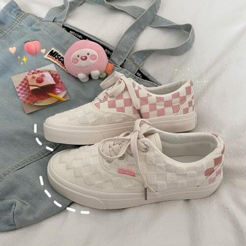 2021 spring and autumn womens canvas shoes trendy Korean fashion pink sweet platform lace-up casual shoes large size 35-40