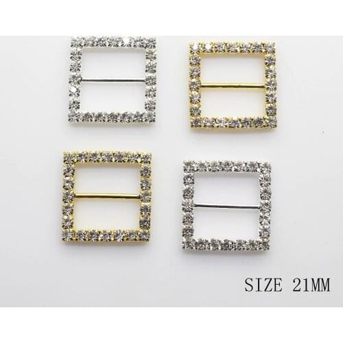 ZMASEY Square Buckles 10Pcs/Lot 20MM Diamond Buckle Diy Crystal Decoration Hair Ribbon Hankwork Accessorie