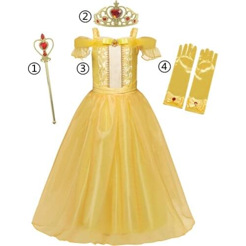 Gold Dress for Girls Halloween Childrens Costume Christmas Girls Princess Cosplay Girls Dress Up Fancy Princess Dress