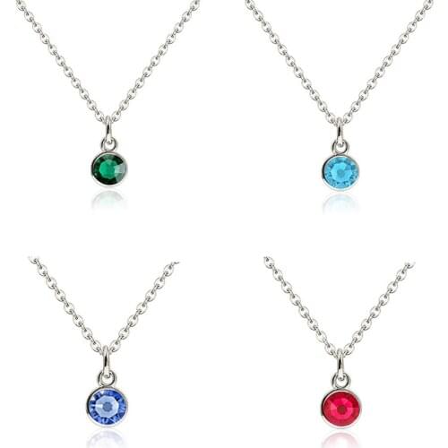 1set/Lot Rhinestone Birthstone Necklace Pendant Hang Charms With Chain For Women Jewelry Making Keychain DIY Accessories Gift