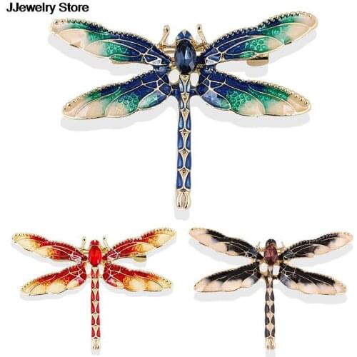 Hot 1pc Green Red Black Enamel Dragonfly Insects Brooches For Women And Men Alloy Metal Banquet Weddings Pins Gifts