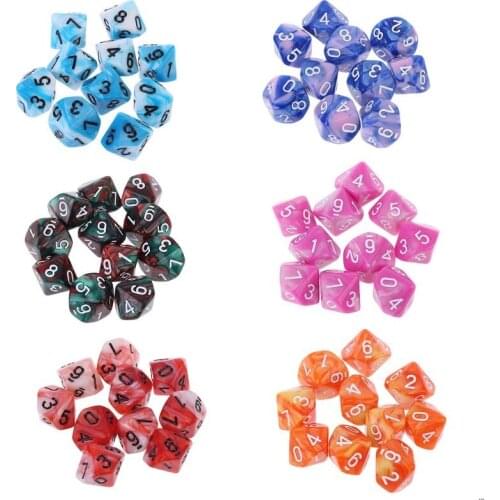 10pcs/set 10 Sided D10 Polyhedral Dices Numbers Dials Desktop Table Board Game