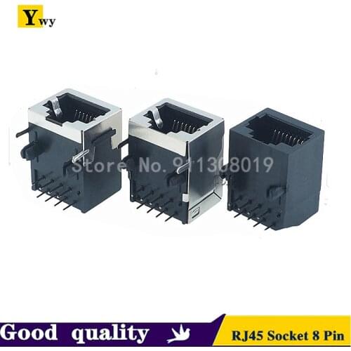 10Pcs RJ45 Socket 8 Pin Cable Interface Shielded Crystal Head Light Copper Shell Connector Female 8P8C Full Plastic Half Covered