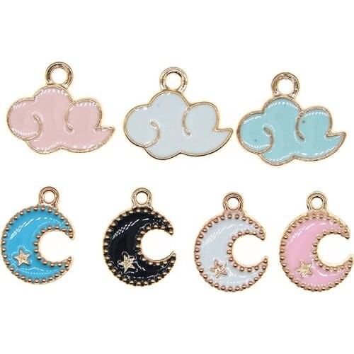 20pcs/lot Enamel Clouds moons cute Charms for Jewelry Findings Making DIY Nature Charms Pendants Neckalces Earrings Crafting