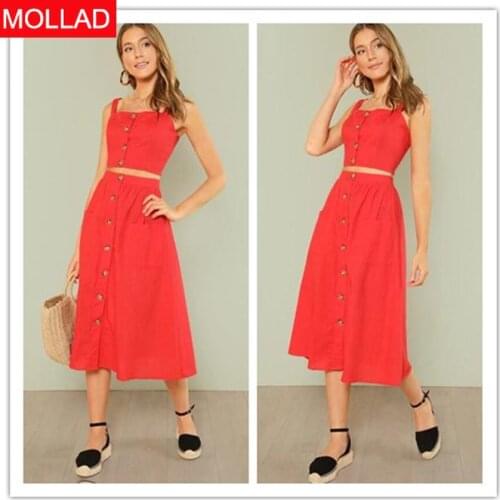 2021 in Stock AliExpress European and American New Solid Color Strap Button Backless Sexy Dress for Women