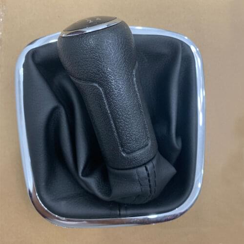 5 Speed Car Shift Gear Knob With Chrome Leather Boot Gaitor Cover For VW Polo 6R Sedan 2010 2011 2012 2013 2014 2015 2016 2017