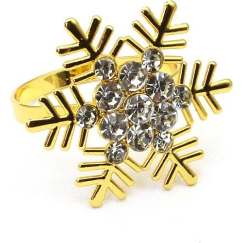 6pcs Rhinestone Napkin Ring Hotel Model Room Napkin Buckle Napkin Ring Christmas Decoration Snowflake Circle Wedding Party Deco