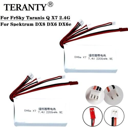 7.4V 2000mAh Lipo Battery for FrSky Taranis Q X7 Dx6e Dx6 Transmitter Spektrum DX8 Rc Spare Part 7.4v Rechargeable Battery 2pcs