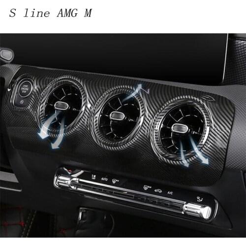 Car styling Carbon fiber Center Console Air Panel Outlet Cover Sticker Trim For Mercedes Benz A Class A180 A200 Auto Accessories